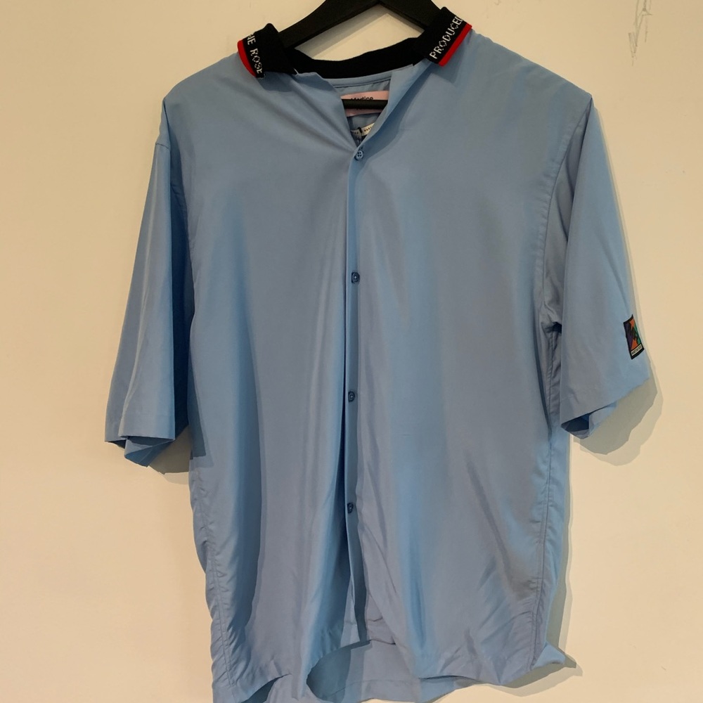 Martine Rose Rib Collar S/S Shirt - Blue